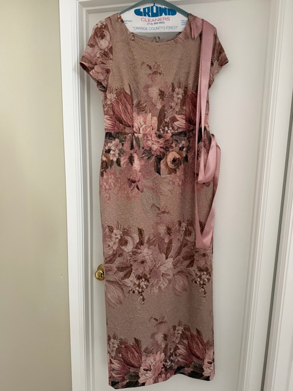 Adrianna Papell Rose Embroidered Brocade Dress